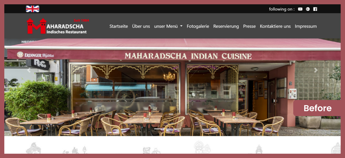 Maharadscha Website Before