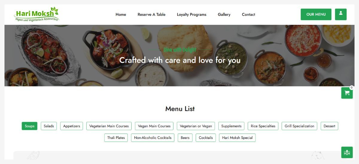 Easy to navigate menu