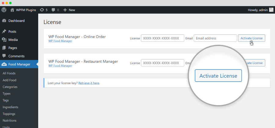 active license button