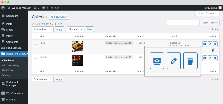 admin all galleries