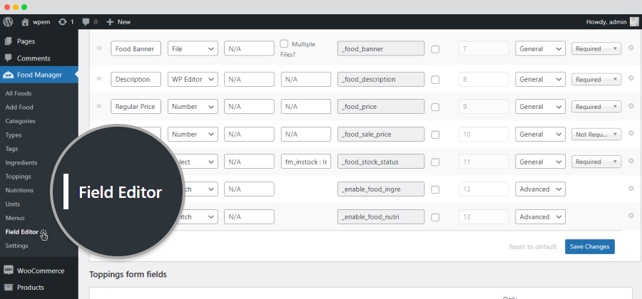 field editor
