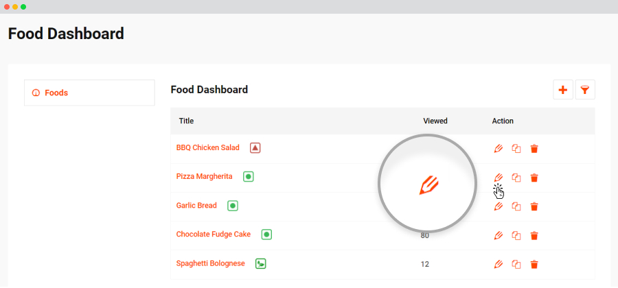 frontend food dashboard edit food item