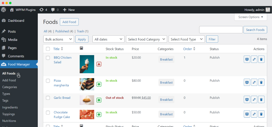 backend food dashboard