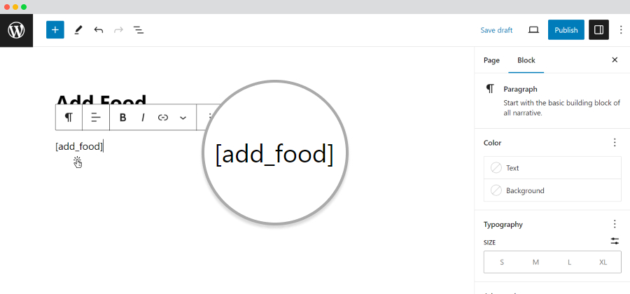 Add food form food details