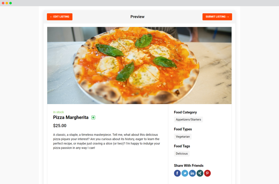 Add food preview
