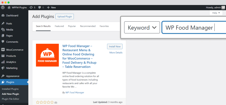 keyword search bar
