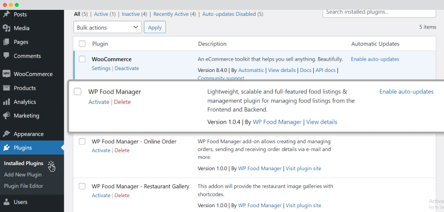 plugin list